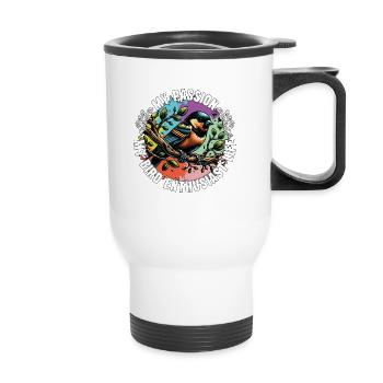 Passionné d’oiseaux Ma passion Mon ornithologue ornithologue - Tasse isotherme avec poignée - blanc - Devant