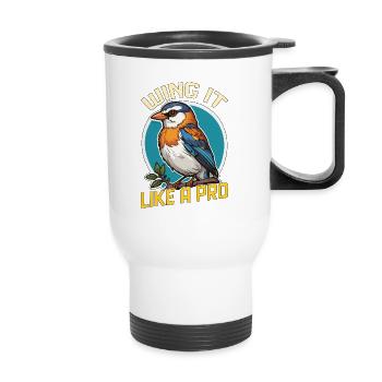 Bird Enthusiast Wing It Like A Pro Ornithologist - Thermal mug with handle - white - Front
