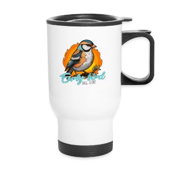 Passionné d’oiseaux lève-tôt toute la journée Observation des oiseaux - Tasse isotherme avec poignée - blanc - Devant