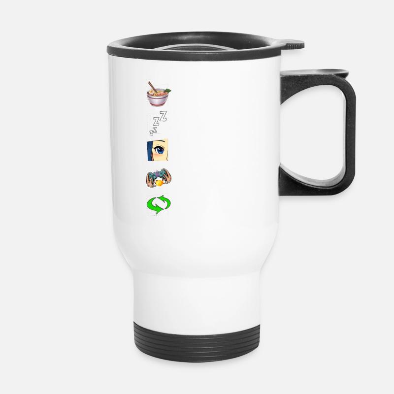 Funny Japanese Eat Sleep Anime Gaming Repeat Manga - Thermobecher mit Tragegriff - Weiß