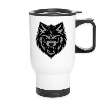 Tête de loup - Tasse isotherme avec poignée - blanc - Devant