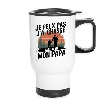 Je peux pas j'ai Chase Avec mon papa - Tasse isotherme avec poignée - blanc - Devant