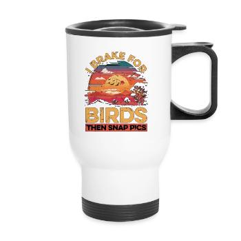 Bird Photography I Brake For Birds Ornithologist - Thermal mug with handle - white - Front