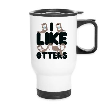 Otter I Like Otters - Thermal mug with handle - white - Front