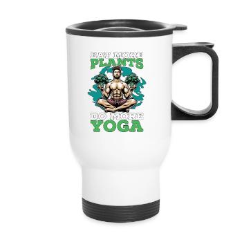 Végétarien, mange plus de plantes, aime le mode de vie végétalien - Tasse isotherme avec poignée - blanc - Devant
