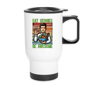 Vegetarian Eat Veggies Be Awesome Nutritionist - Thermobecher mit Tragegriff - Weiß - Vorne