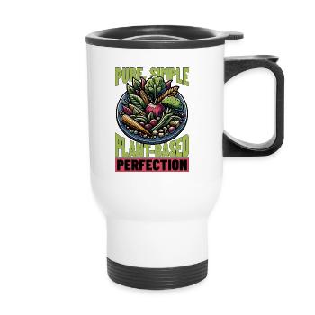 Vegetarian Pure Simple Plant-Based Vegan Lifestyle - Thermobecher mit Tragegriff - Weiß - Vorne