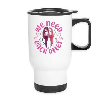 Otter Valentines Day Pun We Need - Thermal mug with handle - white - Front