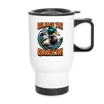 Lâchez le canard colvert : la chasse au canard charlatan - Tasse isotherme avec poignée - blanc - Devant