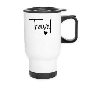 Travel Minimalist world traveler loves to - Thermal mug with handle - white - Front