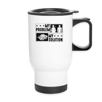 Vegetarian My Problem My Solution Pictogram Dad - Thermobecher mit Tragegriff - Weiß - Vorne