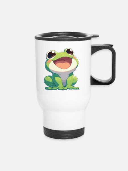 Frosch Frösche - Thermobecher mit Tragegriff - Weiß