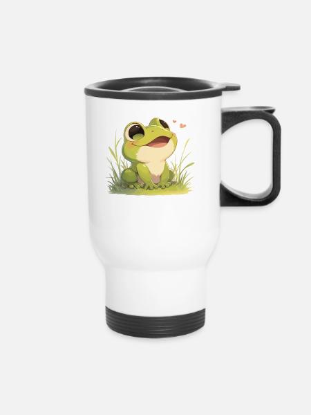 Frosch Frösche - Thermobecher mit Tragegriff - Weiß