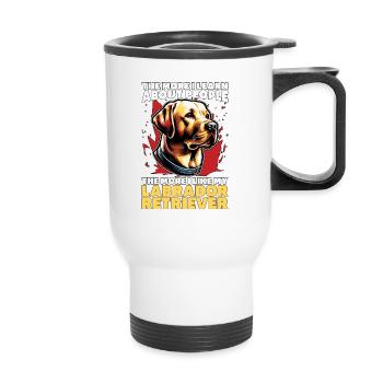 Labrador Retriever The More I Learn Labrador Dog - Thermal mug with handle - white - Front