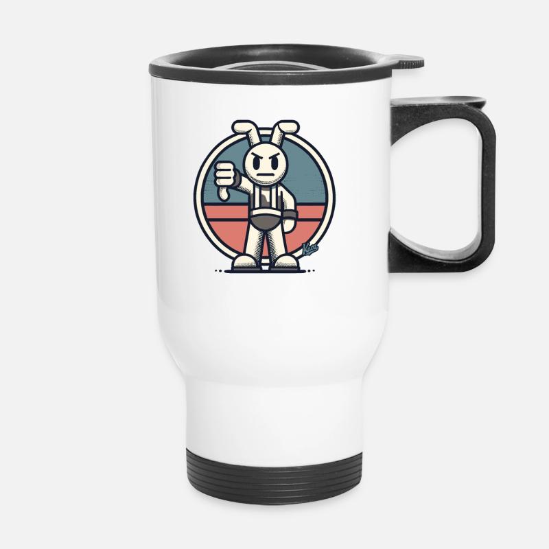 Critical hare, thumbs down - Thermal mug with handle - white