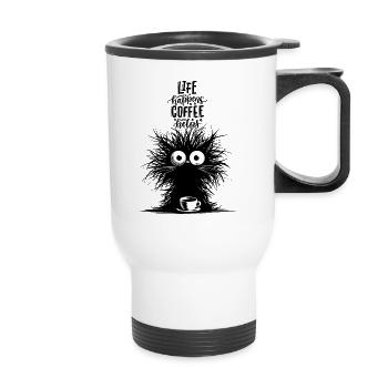 Café Chat Bureau Chat Maman Collègue Miaou Drôle - Tasse isotherme avec poignée - blanc - Devant