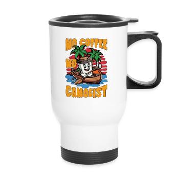 Canoë Pas de café Pas de navigation de plaisance Rameur Amateur de café - Tasse isotherme avec poignée - blanc - Devant
