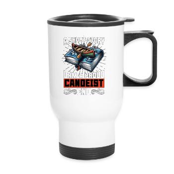 Canoë Une petite histoire Je suis un passionné de navigation de plaisance - Tasse isotherme avec poignée - blanc - Devant