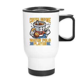 Water Polo Coffee Before Swimming Coffee Lover - Thermobecher mit Tragegriff - Weiß - Vorne