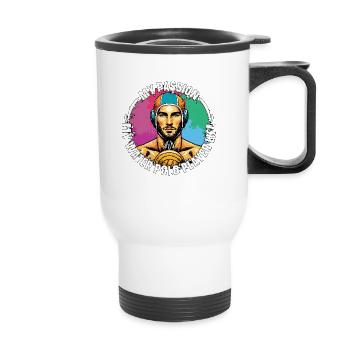Water Polo My Passion My Water Polo Goalkeeper - Thermobecher mit Tragegriff - Weiß - Vorne