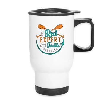 Kayak Fishing A Reel Expert Can Tackle Fisherman - Thermal mug with handle - white - Front