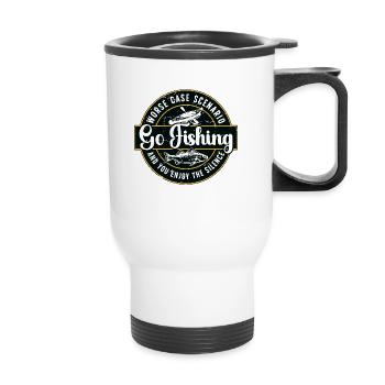 Pêche en kayak dans le pire des cas, allez pagayer - Tasse isotherme avec poignée - blanc - Devant