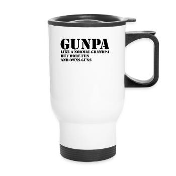 Gunpa wie ein normaler Opa, besitzt aber Waffen Gu - Thermobecher mit Tragegriff - Weiß - Vorne