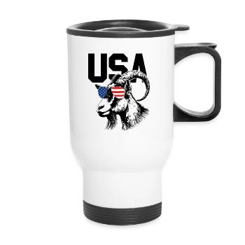 GOAT American Flag Goat Goat Glasses - Thermal mug with handle - white - Front