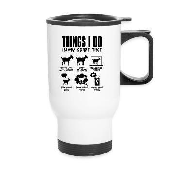Ce que je fais pendant mon temps libre Utilisation des chèvres - Tasse isotherme avec poignée - blanc - Devant