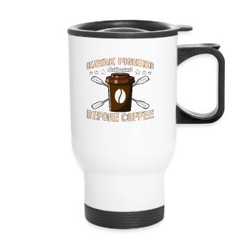 Kayak Fishing Enthusiast Before Coffee Canoeing - Thermal mug with handle - white - Front