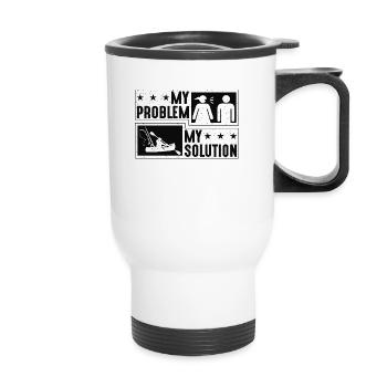 Kayak Fishing My Problem My Pictogram Dad Mom - Thermobecher mit Tragegriff - Weiß - Vorne