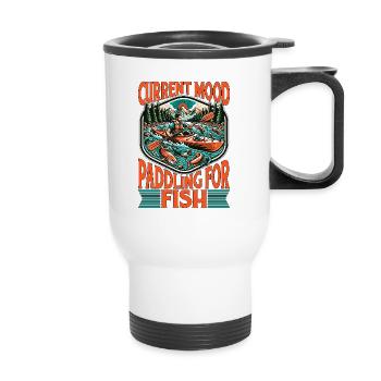 Kayak Fishing Current Mood Paddling Loves Boating - Thermobecher mit Tragegriff - Weiß - Vorne