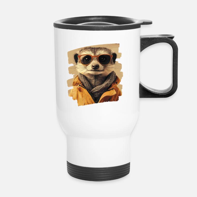 Erdmännchen - Thermobecher mit Tragegriff - Weiß