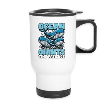 Observation des baleines Géants de l’océan Petit animal marin - Tasse isotherme avec poignée - blanc - Devant
