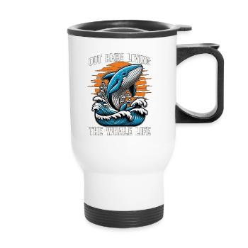 Whale Watching Out Here Living The Marine Biology - Thermal mug with handle - white - Front