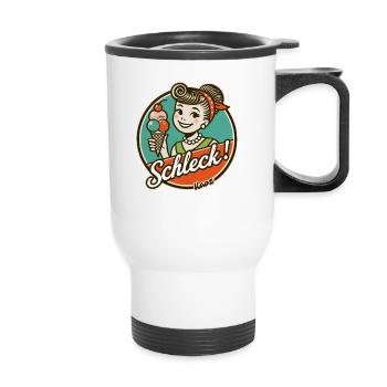 Lécher! Femme rétro avec glace - Tasse isotherme avec poignée - blanc - Devant