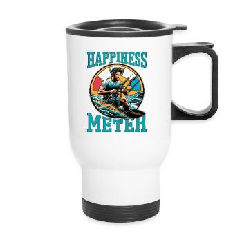 Kiteboarding Happiness Meter Water Sports Surfing - Thermobecher mit Tragegriff - Weiß - Vorne