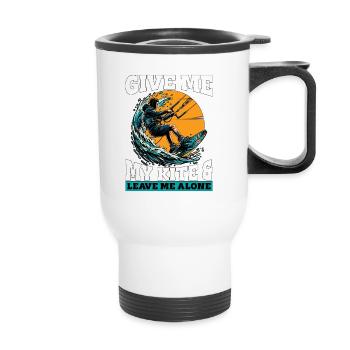 Kitesurf Donnez-moi mon cerf-volant et aimez les sports nautiques - Tasse isotherme avec poignée - blanc - Devant