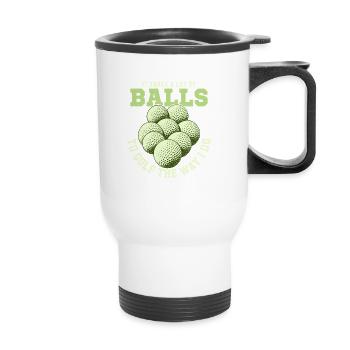 Il faut beaucoup de balles pour jouer au golf comme je le fais - Tasse isotherme avec poignée - blanc - Devant