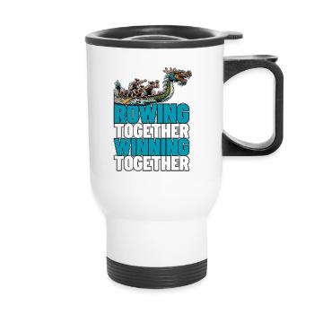 Dragon Boating Rowing Together Winning Paddling - Thermobecher mit Tragegriff - Weiß - Vorne