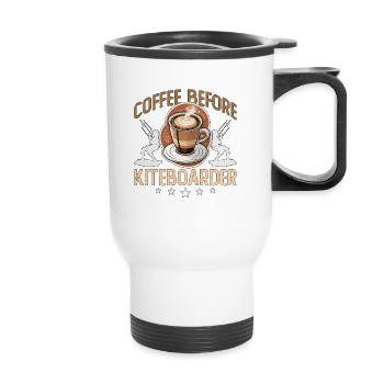 Kiteboarding Coffee Before Surfing Coffee Lover - Thermal mug with handle - white - Front