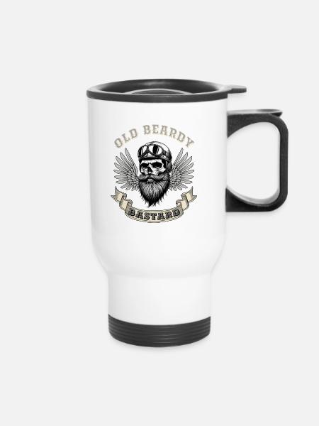 Old beardy bastard - Thermobecher mit Tragegriff - Weiß