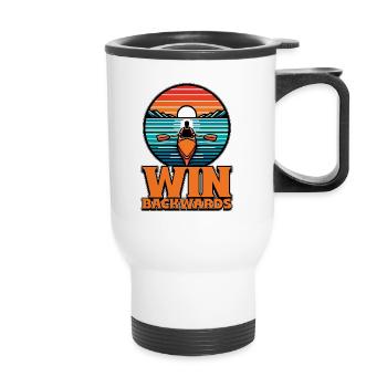 Water Rowing Win Backwards Loves Boating Canoeing - Thermal mug with handle - white - Front