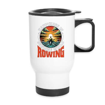 Water Rowing Happiness Is Sunrise While Paddling - Thermobecher mit Tragegriff - Weiß - Vorne