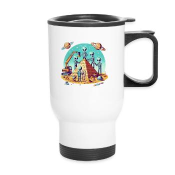 Les extraterrestres construisent une pyramide - Tasse isotherme avec poignée - blanc - Devant
