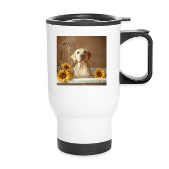 Labrador Retriever - Thermobecher mit Tragegriff - Weiß - Vorne