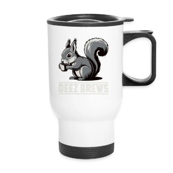 Deez Braut Lustiges Eichhörnchen Kaffee Liebhaber Wortspiel - Thermobecher mit Tragegriff - Weiß - Vorne
