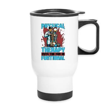 La physiothérapie met le plaisir chez le physiothérapeute - Tasse isotherme avec poignée - blanc - Devant
