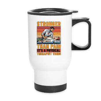 Physical Therapist Stronger Than Pain Chiropractor - Thermal mug with handle - white - Front