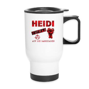 Heidi Reichinnek Merch Ultra - Thermobecher mit Tragegriff - Weiß - Vorne